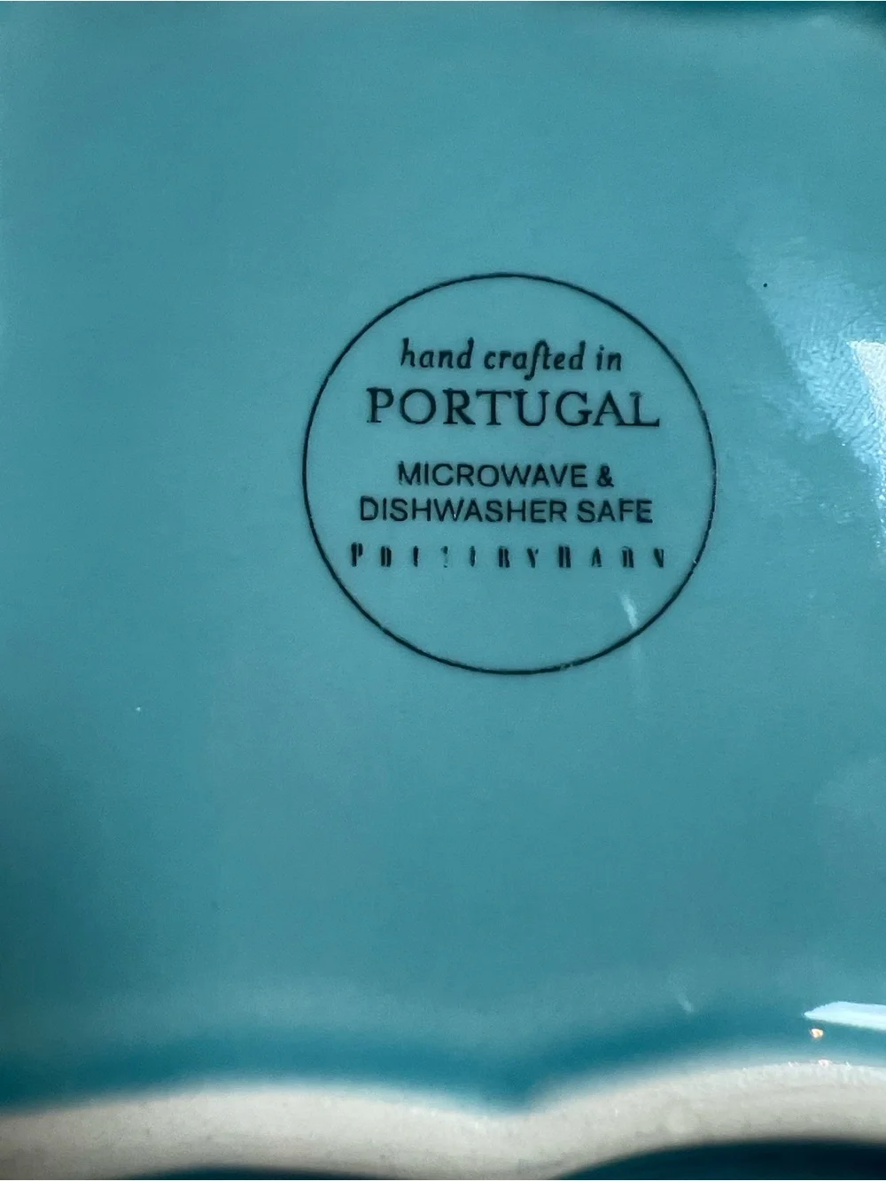 Pottery Barn Turquoise Square Scalloped Ceramic 5.25” Tidbit Plates - Set of 5